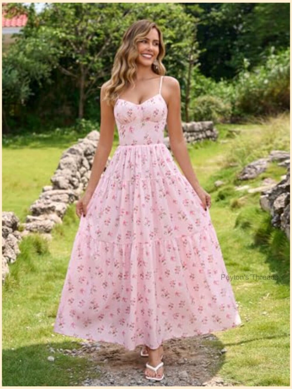 Boho Lace Up Spaghetti Strap V Neck Maxi Dress Beach Vacation Long Dress for - Picture 3 of 7